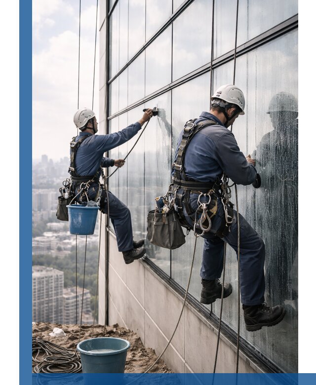 Профессиональная мойка фасадных окон альпинистами в Кирове-Чепецке