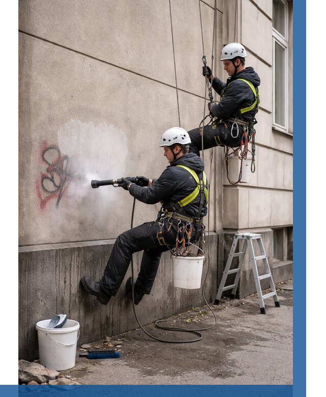 Удаление граффити с фасада в Кирове-Чепецке от 4893 р. | ВЫСОТНИК-Крв