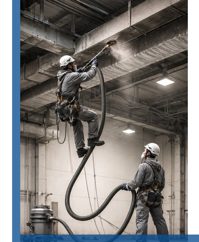 Обеспыливание потолочных конструкций в Кирове-Чепецке промышленным альпинизмом