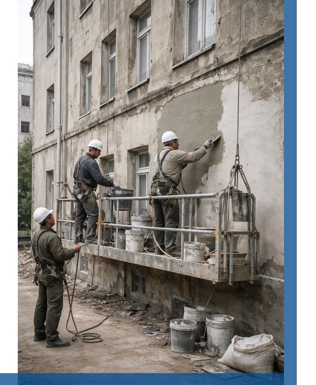 Капитальный ремонт фасада в Кирове-Чепецке от 4567 р. | ВЫСОТНИК-Крв