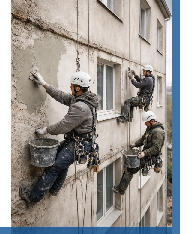 Ремонт штукатурного фасада в Кирове-Чепецке от 816 р. под ключ | ВЫСОТНИК-Крв