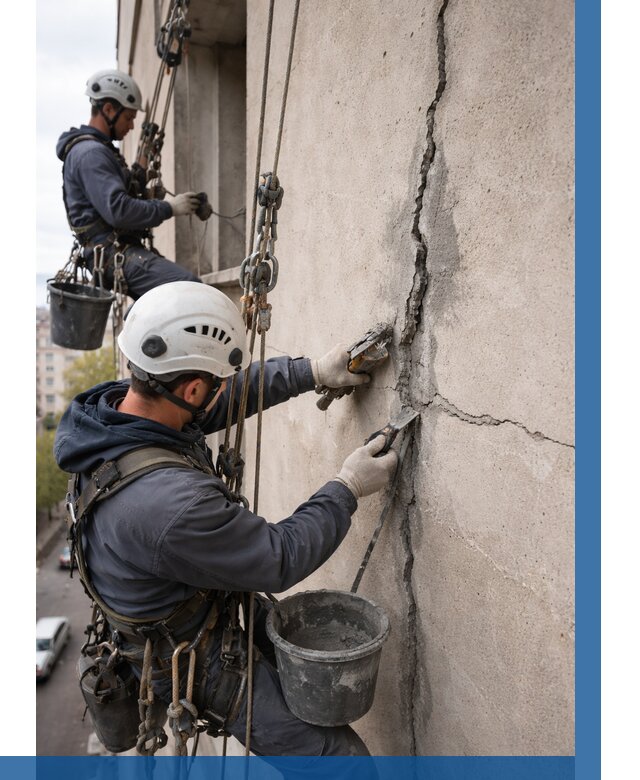 Заделка трещин на фасаде в Кирове-Чепецке от 979 р. | ВЫСОТНИК-Крв