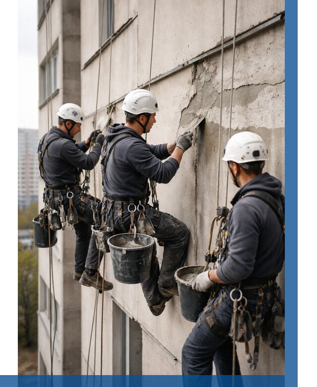 Ремонт бетонных элементов фасада в Кирове-Чепецке от 2719 р. | ВЫСОТНИК-Крв