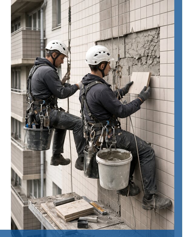 Ремонт облицовки фасада плиткой в Кирове-Чепецке от 1957 р. | ВЫСОТНИК-Крв