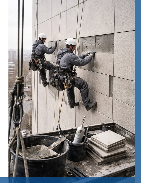 Ремонт фасада из керамогранита в Кирове-Чепецке от 2719 р. | ВЫСОТНИК-Крв