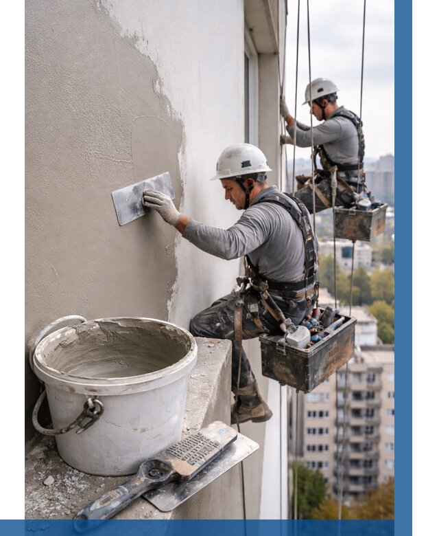 Шпаклевка фасада на высоте в Кирове-Чепецке от 761 р. | ВЫСОТНИК-Крв