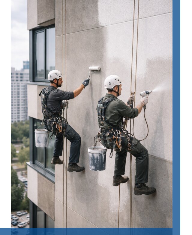 Покраска фасада альпинистами в Кирове-Чепецке от 326 р. | ВЫСОТНИК-Крв