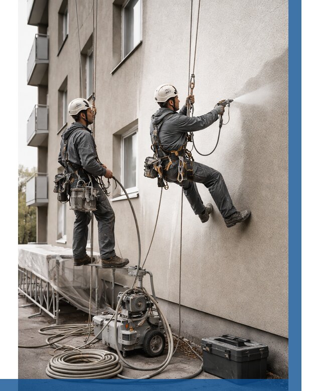 Безвоздушная покраска фасада в Кирове-Чепецке от 239 р/м² | ВЫСОТНИК-Крв