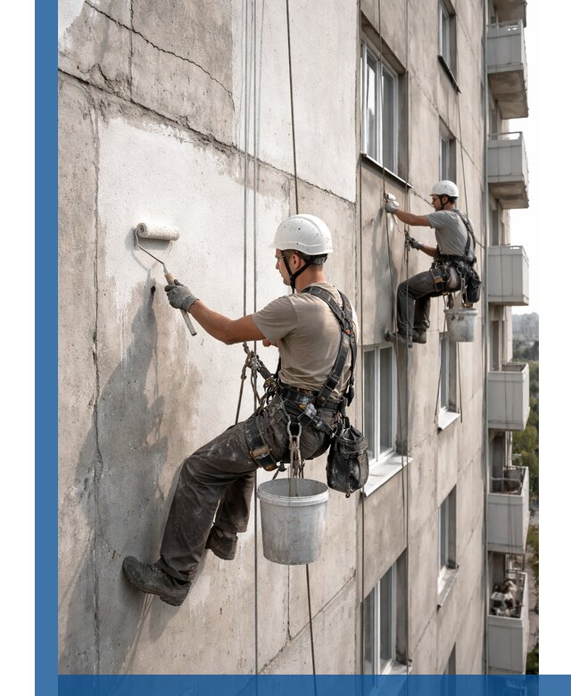 Покраска бетонного фасада в Кирове-Чепецке для жилых и промышленных объектов