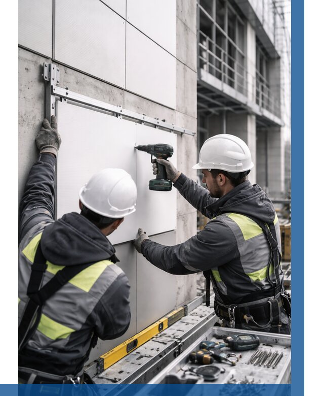 Монтаж композитных панелей фасада в Кирове-Чепецке от 2719 р. | ВЫСОТНИК-Крв