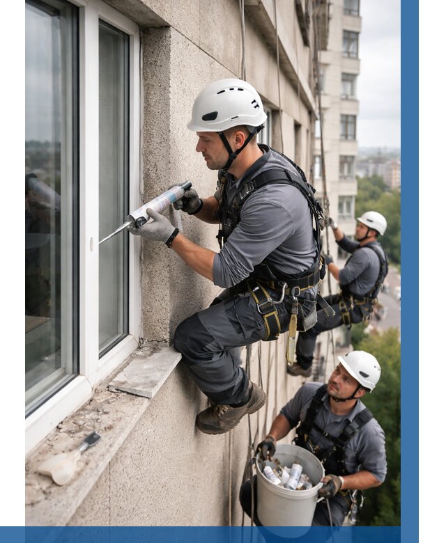 Герметизация оконных швов снаружи в Кирове-Чепецке от 1631 р. | ВЫСОТНИК-Крв