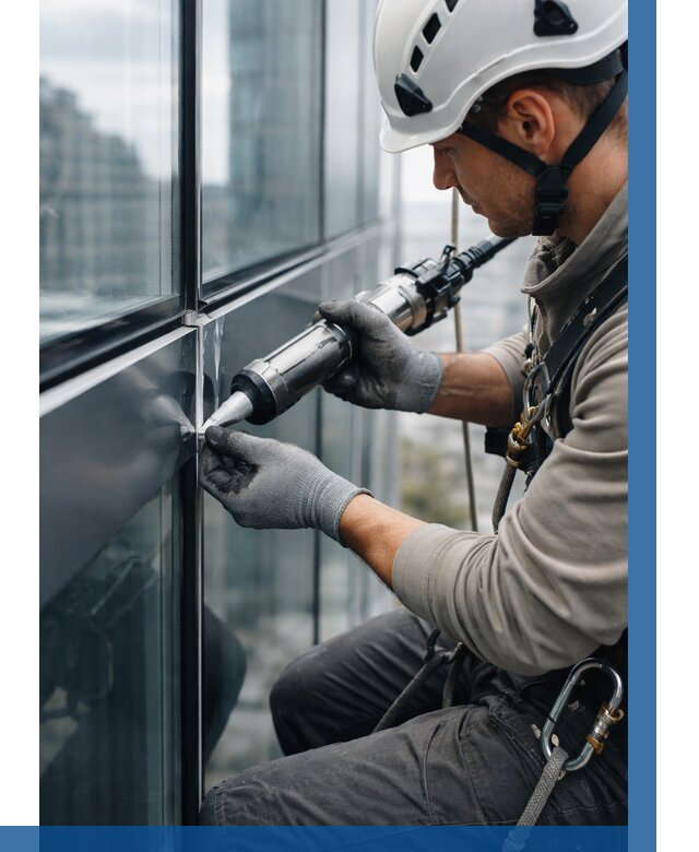 Герметизация стыков витража в Кирове-Чепецке от 1305 р. | ВЫСОТНИК-Крв