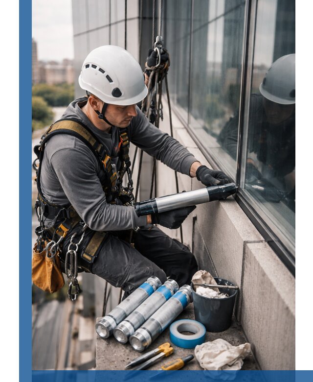 Герметизация стыков витража в Кирове-Чепецке для герметичных фасадов