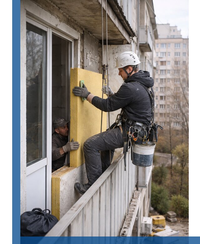 Профессиональное утепление балкона снаружи в Кирове-Чепецке под ключ