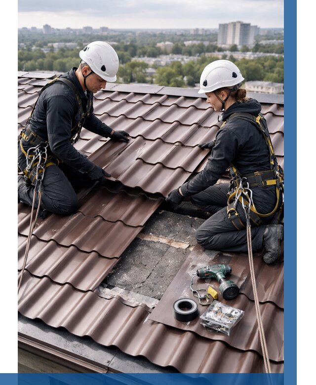 Ремонт металлочерепицы на крыше в Кирове-Чепецке от 979 р. | ВЫСОТНИК-Крв