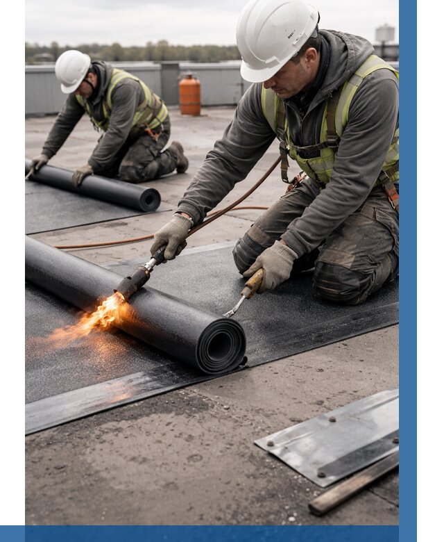 Монтаж наплавляемой кровли в Кирове-Чепецке от 924 р. — ВЫСОТНИК-Крв