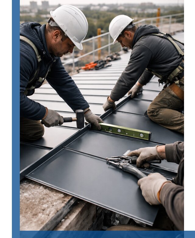 Монтаж фальцевой кровли в Кирове-Чепецке для промышленных зданий