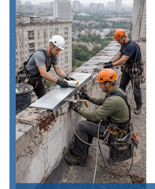 Ремонт парапета на кровле в Кирове-Чепецке, высотные работы с гарантией