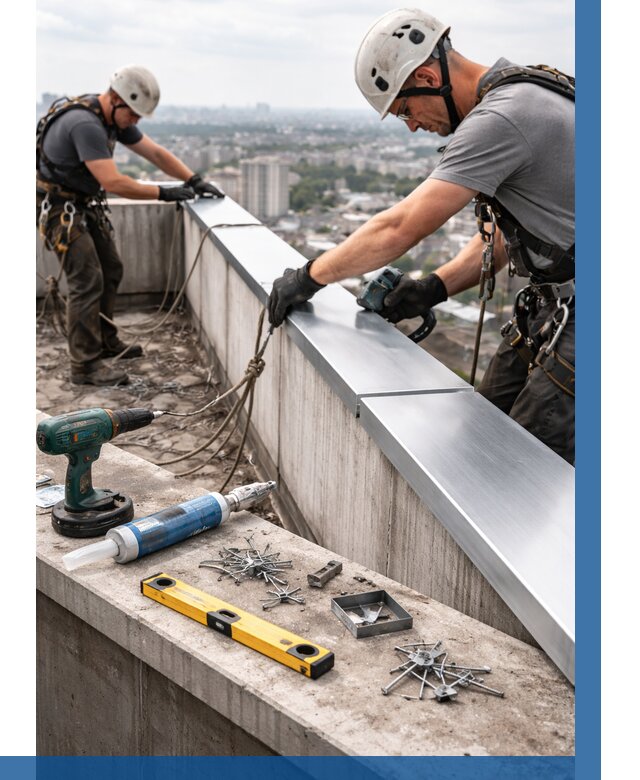 Монтаж парапетных крышек в Кирове-Чепецке от 870 р. | ВЫСОТНИК-Крв