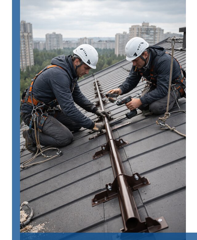 Монтаж снегозадержателей на кровле зданий в Кирове-Чепецке под ключ