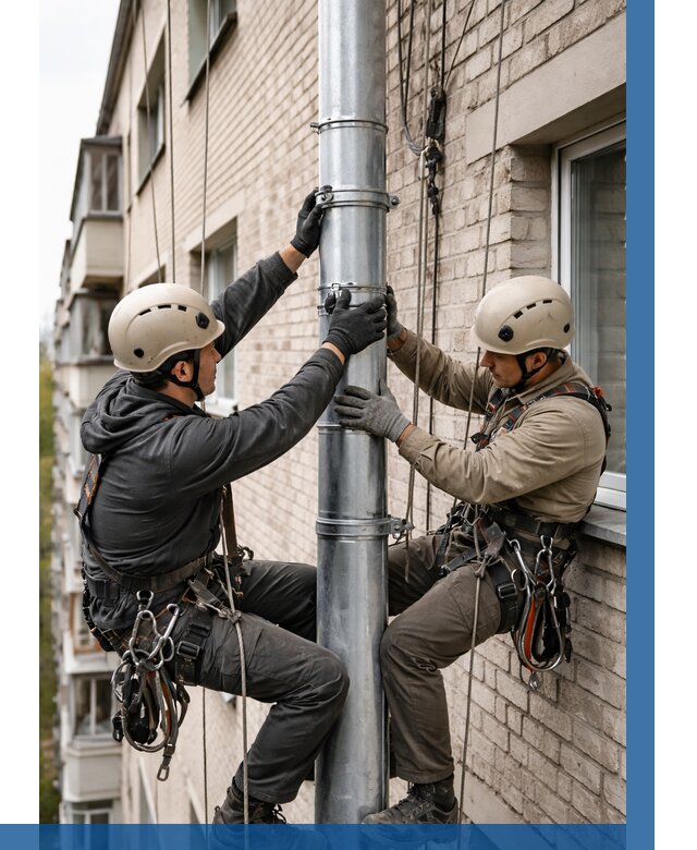 Замена водосточных труб в Кирове-Чепецке от 7068 р. | ВЫСОТНИК-Крв