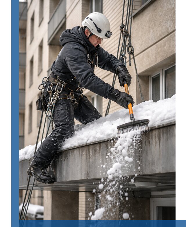 Очистка козырьков от снега в Кирове-Чепецке круглогодично безопасно