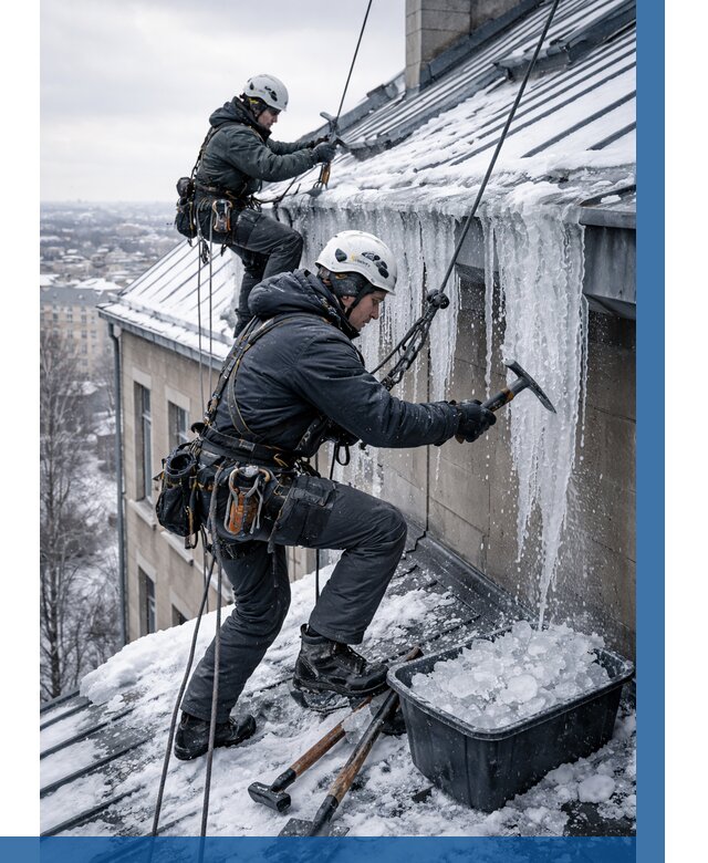 Удаление наледи с кровли в Кирове-Чепецке от 5981 р. | ВЫСОТНИК-Крв