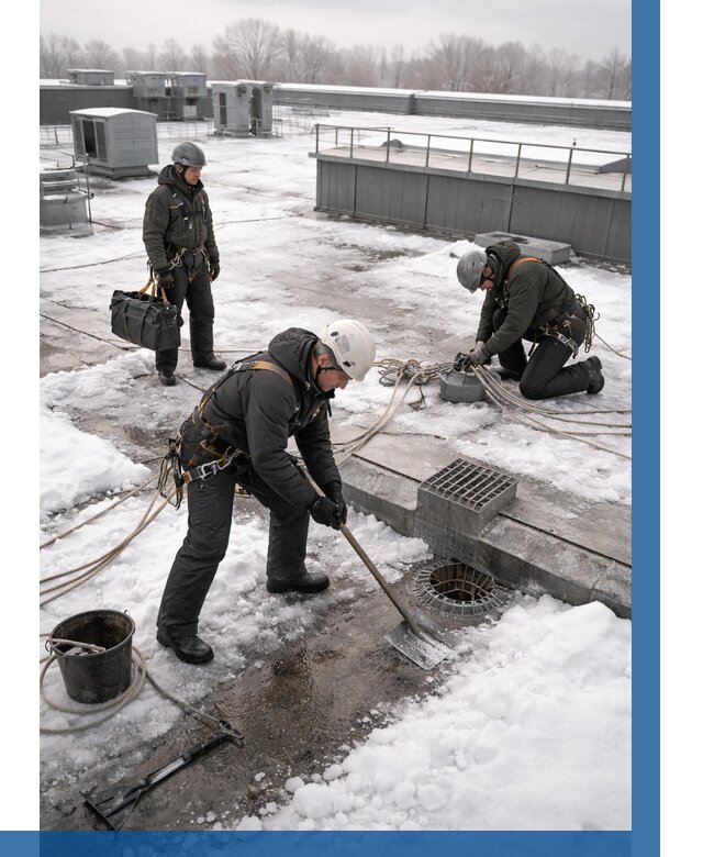 Абонентское обслуживание кровли зимой в Кирове-Чепецке от 8699 р. | ВЫСОТНИК-Крв