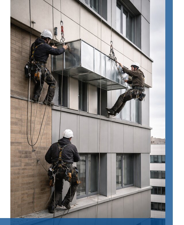 Монтаж воздуховодов на фасаде в Кирове-Чепецке от 1631 р. | ВЫСОТНИК-Крв