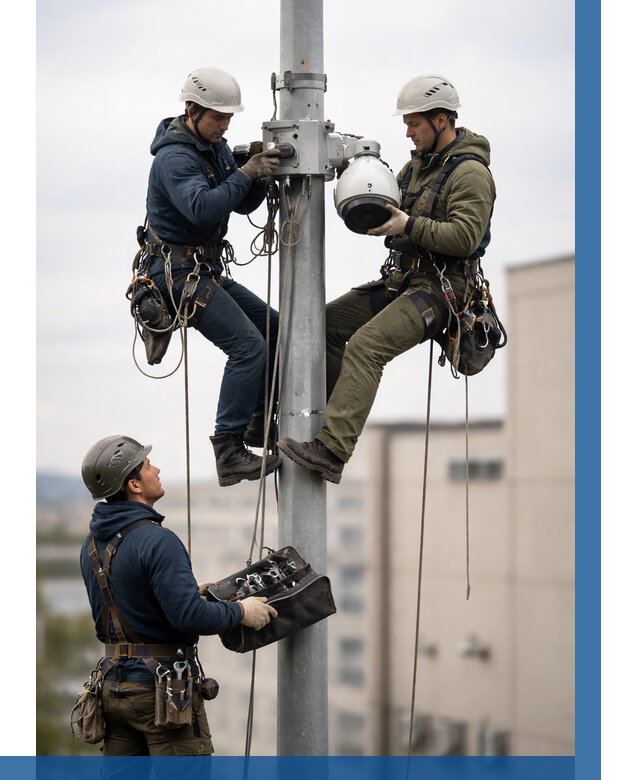 Установка видеокамер на мачте в Кирове-Чепецке от 9243 р. | ВЫСОТНИК-Крв