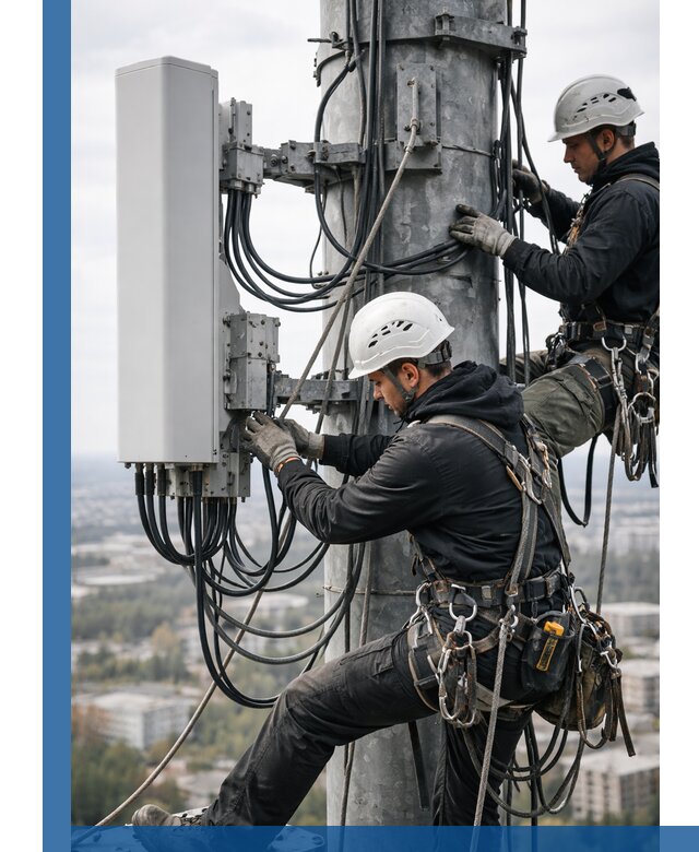 Монтаж оборудования связи на мачте в Кирове-Чепецке с пусконаладкой