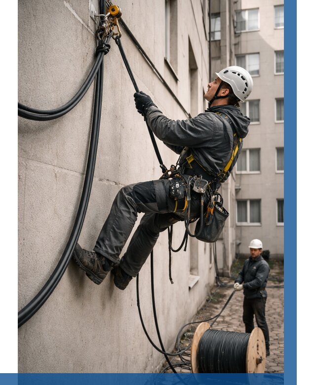 Протяжка кабеля питания на высоте в Кирове-Чепецке от 489 р. | ВЫСОТНИК-Крв