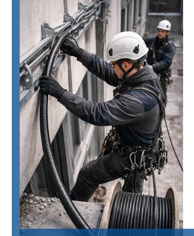 Протяжка кабеля питания на высоте в Кирове-Чепецке с гарантией безопасности и качества