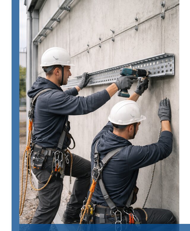 Монтаж кабельных лотков на фасаде зданий в Кирове-Чепецке с гарантией