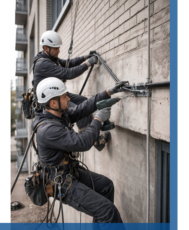 Крепление кабеля на фасаде в Кирове-Чепецке от 381 р. | ВЫСОТНИК-Крв