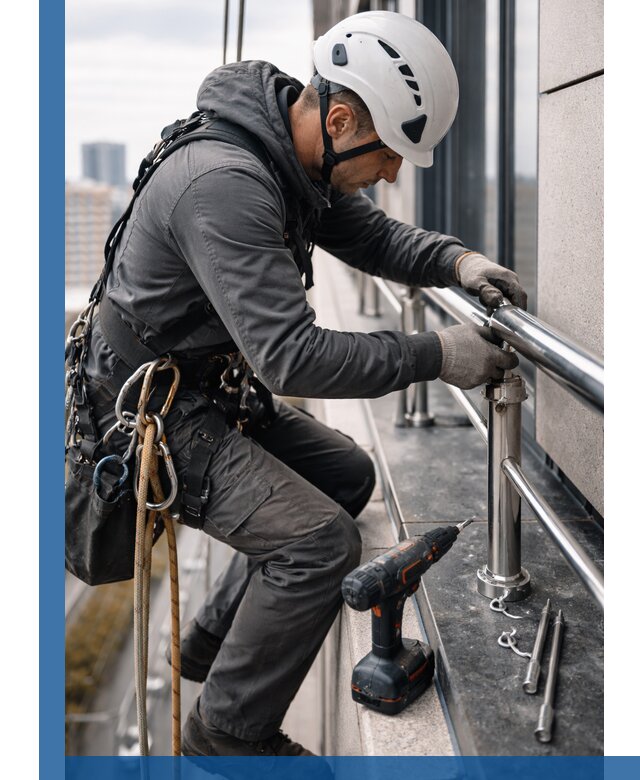 Монтаж ограждений на высоте в Кирове-Чепецке для зданий и конструкций