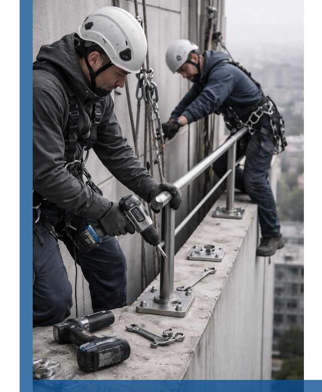 Монтаж перил на высоте в Кирове-Чепецке для жилых и промобъектов