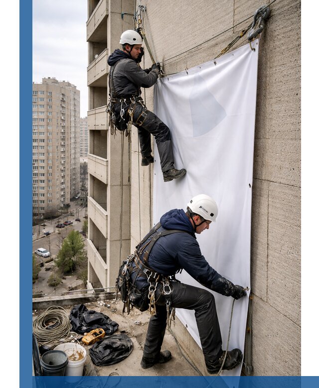 Профессиональный монтаж баннеров на фасаде в Кирове-Чепецке