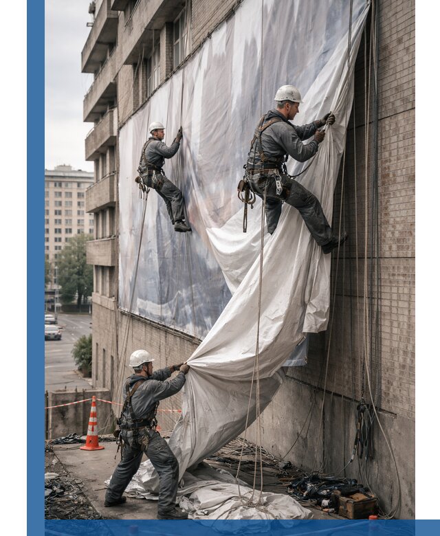 Демонтаж баннеров с фасада в Кирове-Чепецке оперативно и безопасно