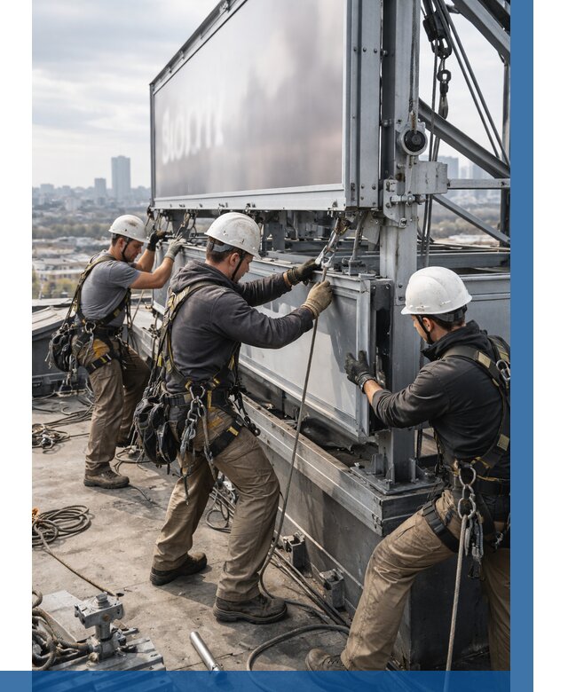 Монтаж крышной рекламной конструкции в Кирове-Чепецке от 65244 р.|ВЫСОТНИК-Крв