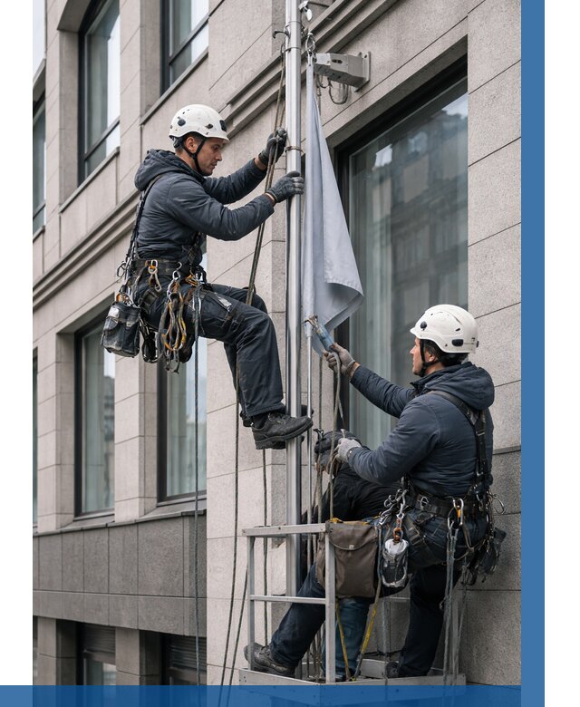 Установка флагов на фасаде в Кирове-Чепецке от 4893 р. | ВЫСОТНИК-Крв