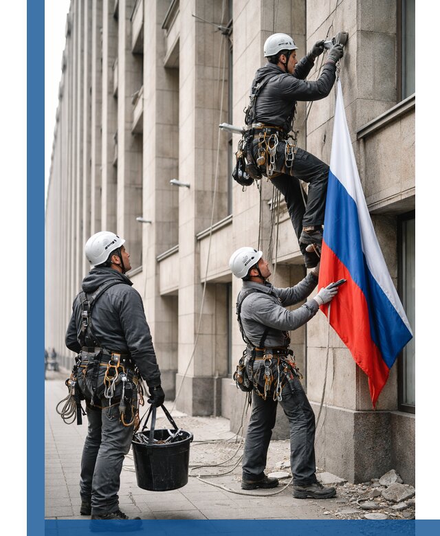 Профессиональная установка флагов на фасаде в Кирове-Чепецке