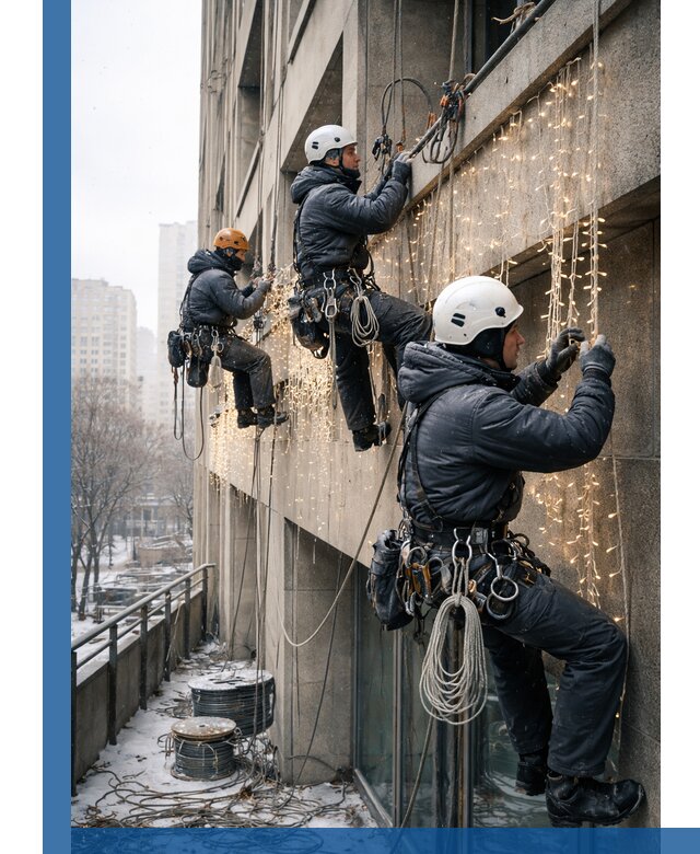 Монтаж новогодней иллюминации и украшение фасадов в Кирове-Чепецке