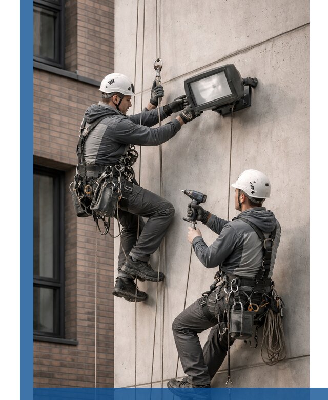 Профессиональный монтаж фасадных прожекторов в Кирове-Чепецке под ключ