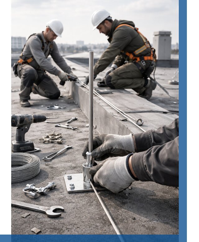 Монтаж молниезащиты на кровле в Кирове-Чепецке цена от 27185 р. | ВЫСОТНИК-Крв