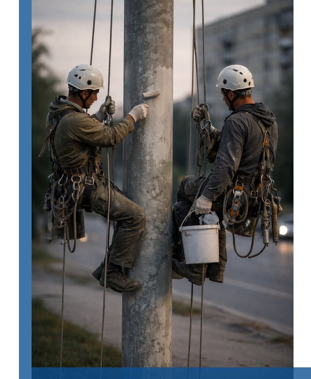 Покраска опор освещения и антикоррозийная защита в Кирове-Чепецке