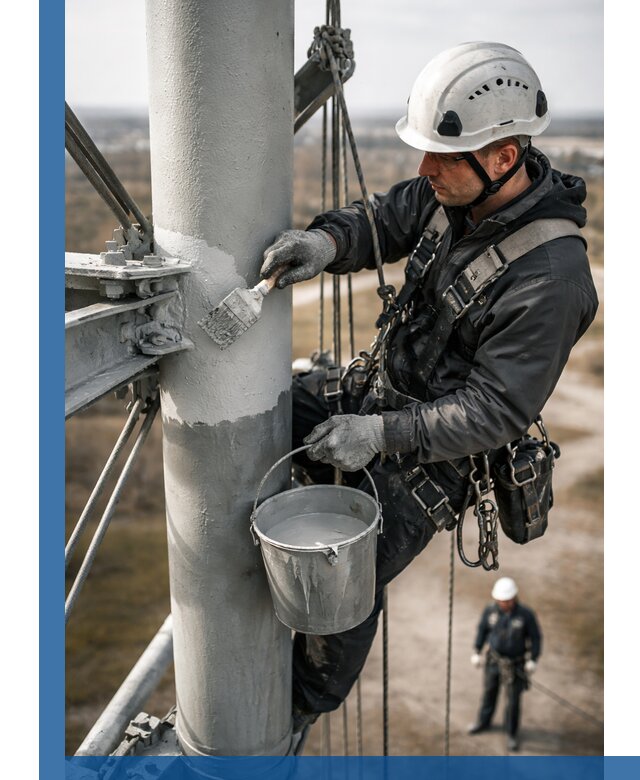 Покраска мачт связи в Кирове-Чепецке промышленными альпинистами