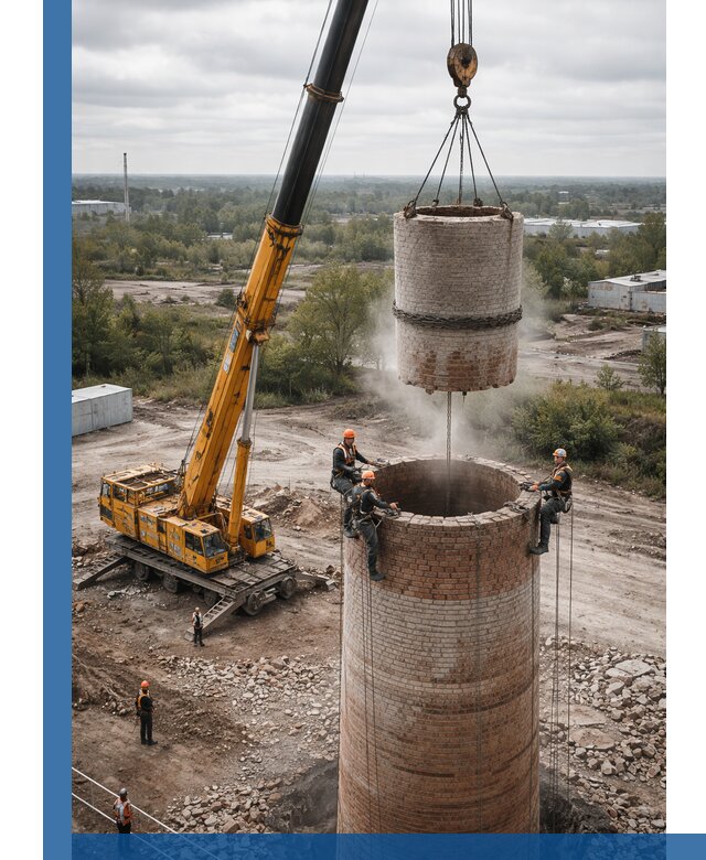 Демонтаж дымовой трубы в Кирове-Чепецке с гарантиями безопасности