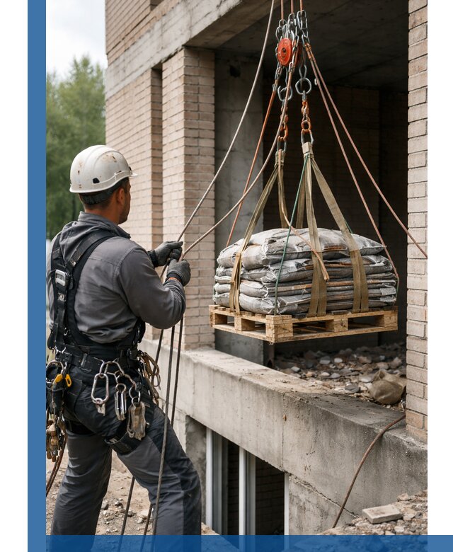 Подъем материалов на этаж веревками в Кирове-Чепецке оперативно