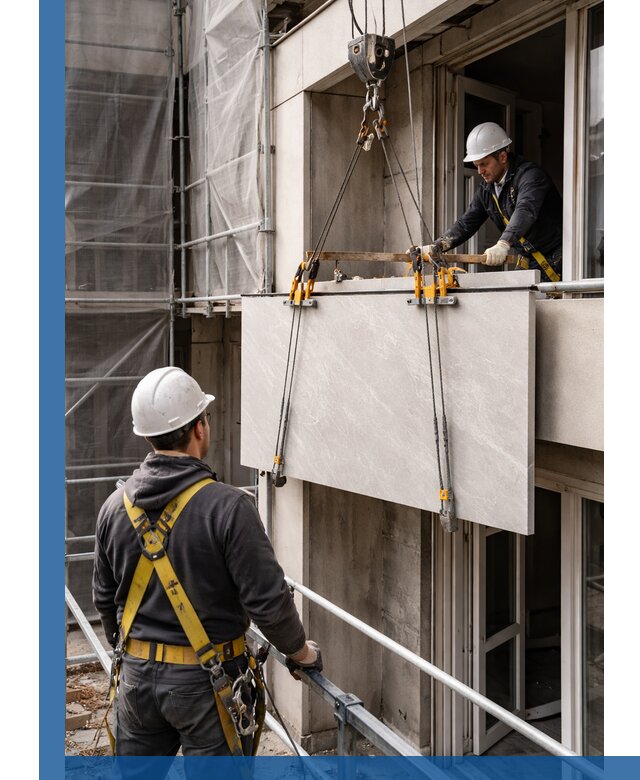 Подъем керамогранита на этаж в Кирове-Чепецке грузчиками и техникой